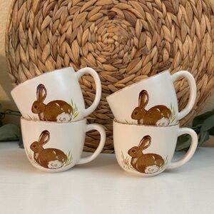 Set of Four Spring Bunny Mugs